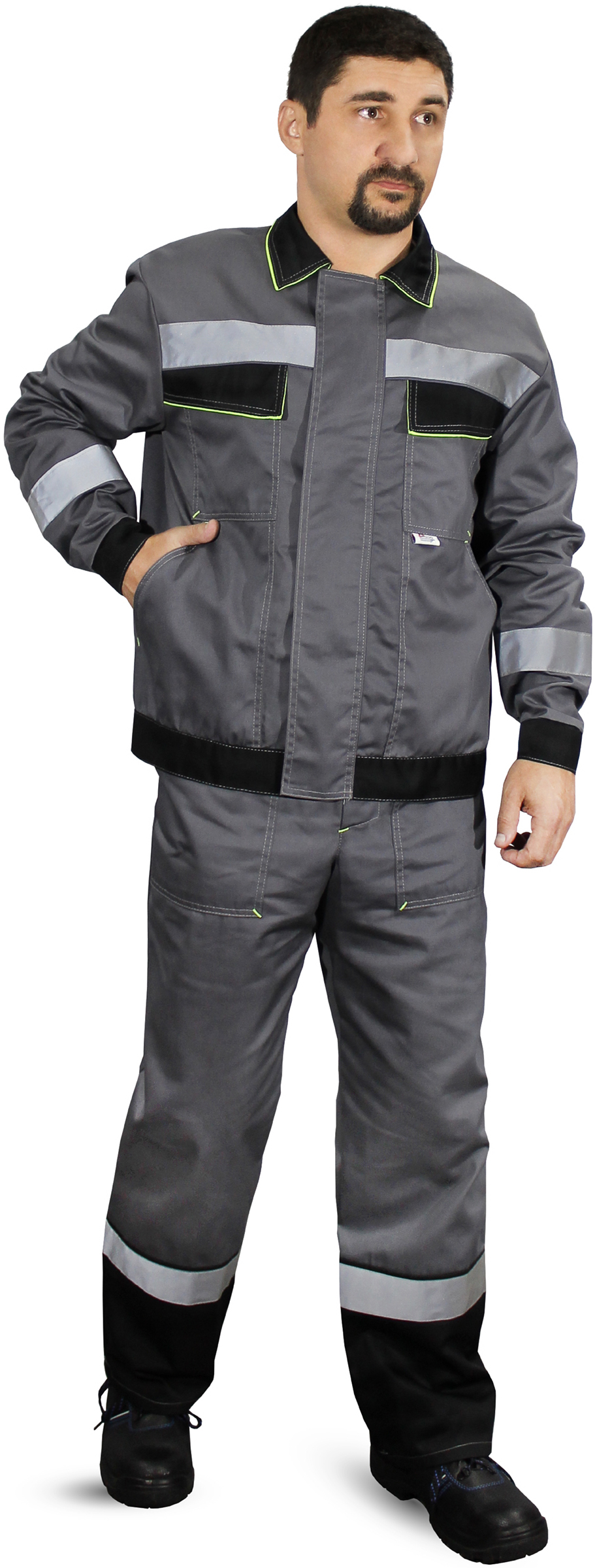 Костюм СИСТЕМА с СОП с ПК (т.серый/чёрный/лимонный)