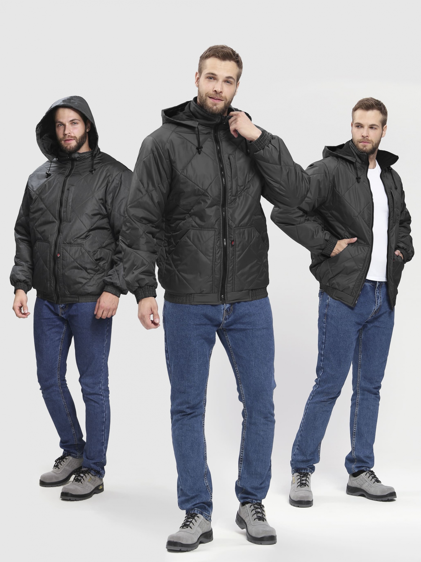 Куртка БОМБЕР-ЛЮКС демисезонная (т.серый)