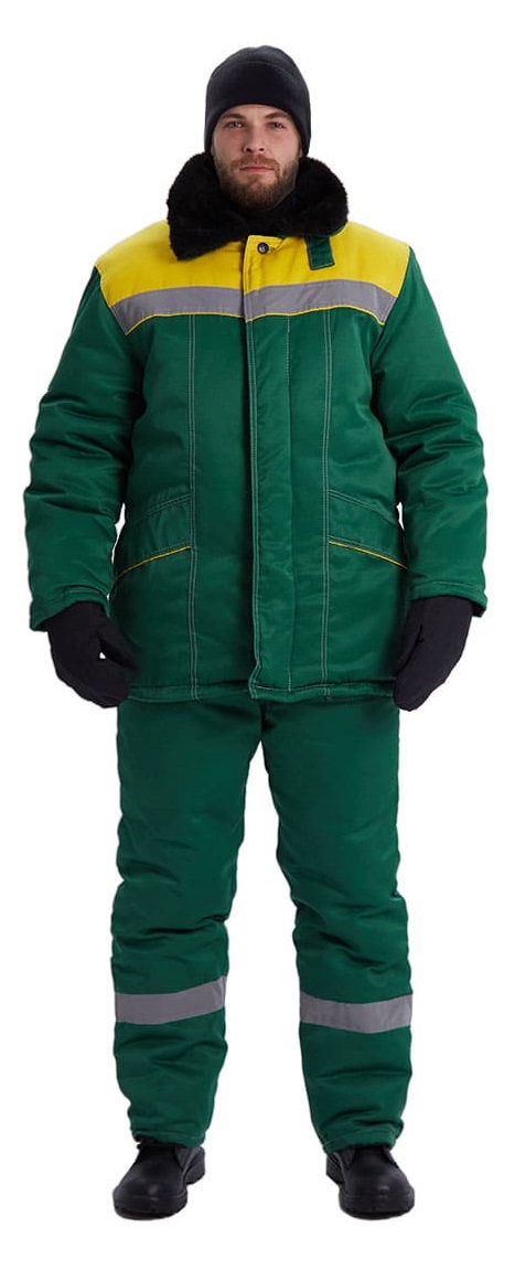 Костюм ВЬЮГА зимний с ПК (т.зелёный/жёлтый)