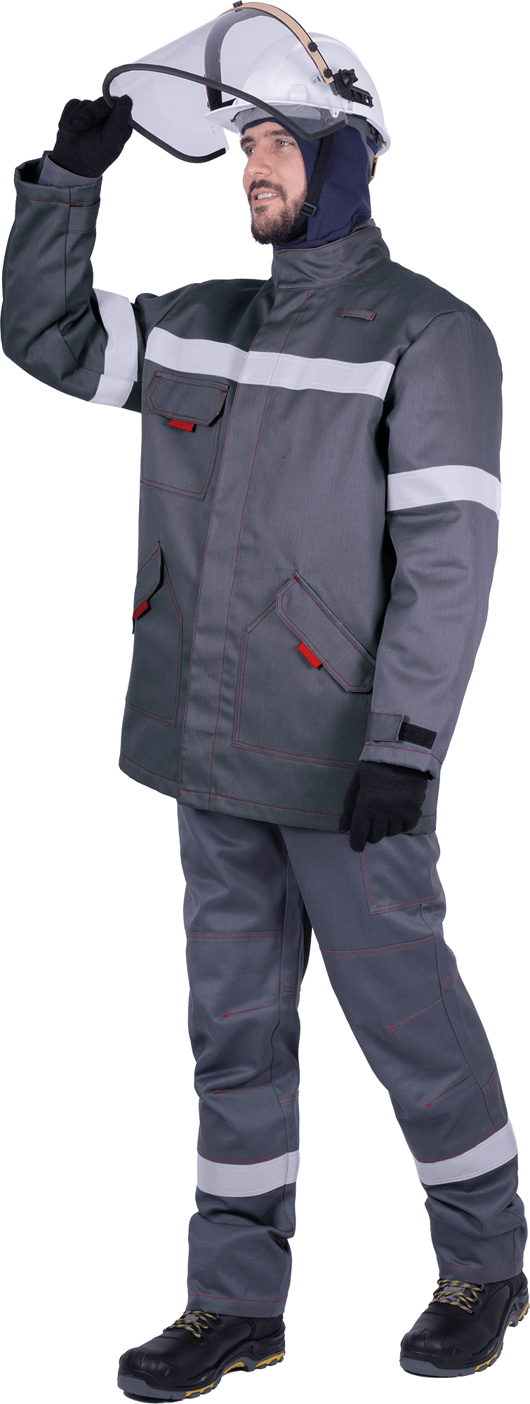 Куртка-накидка ЭЛЕКТРОСТОП ТЕРМО усиленная ЗЭТВ 36.4 (серый/красный)