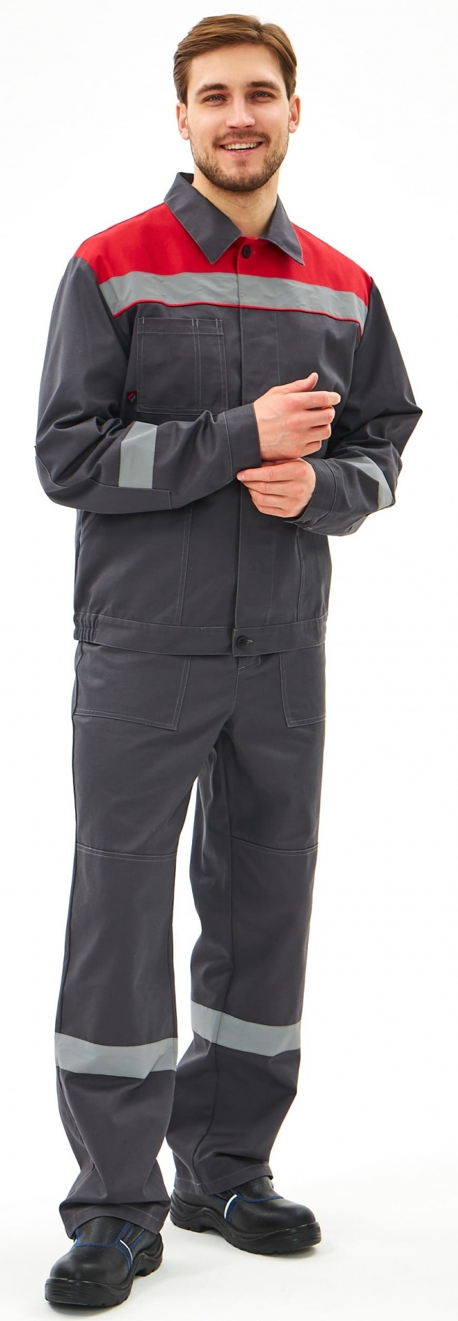 Костюм ЛИПЕЦК-2 СОП CH с ПК (т.серый/красный)