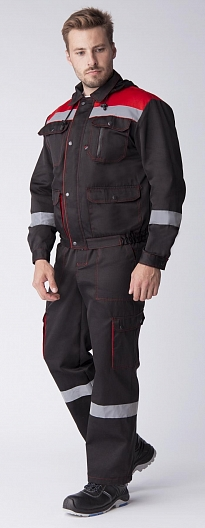 Костюм ТИТАН СОП с капюшоном с ПК (черный/красный)