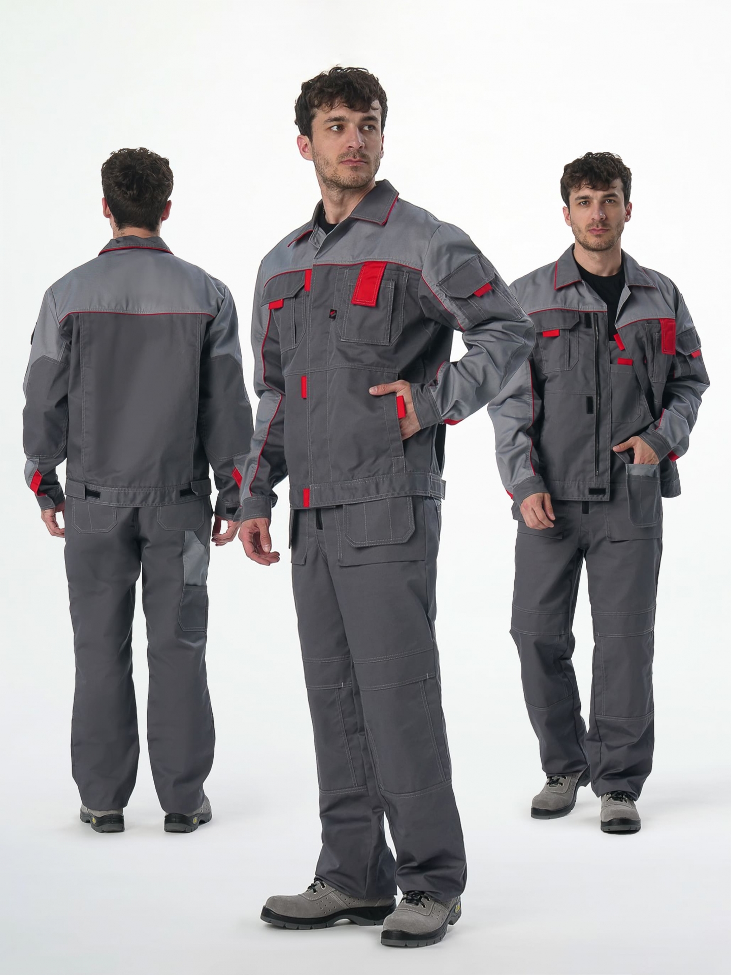 Костюм СОЮЗ-ПРОФЕССИОНАЛ-2 CH МВО с ПК (т.серый/св.серый/красный)
