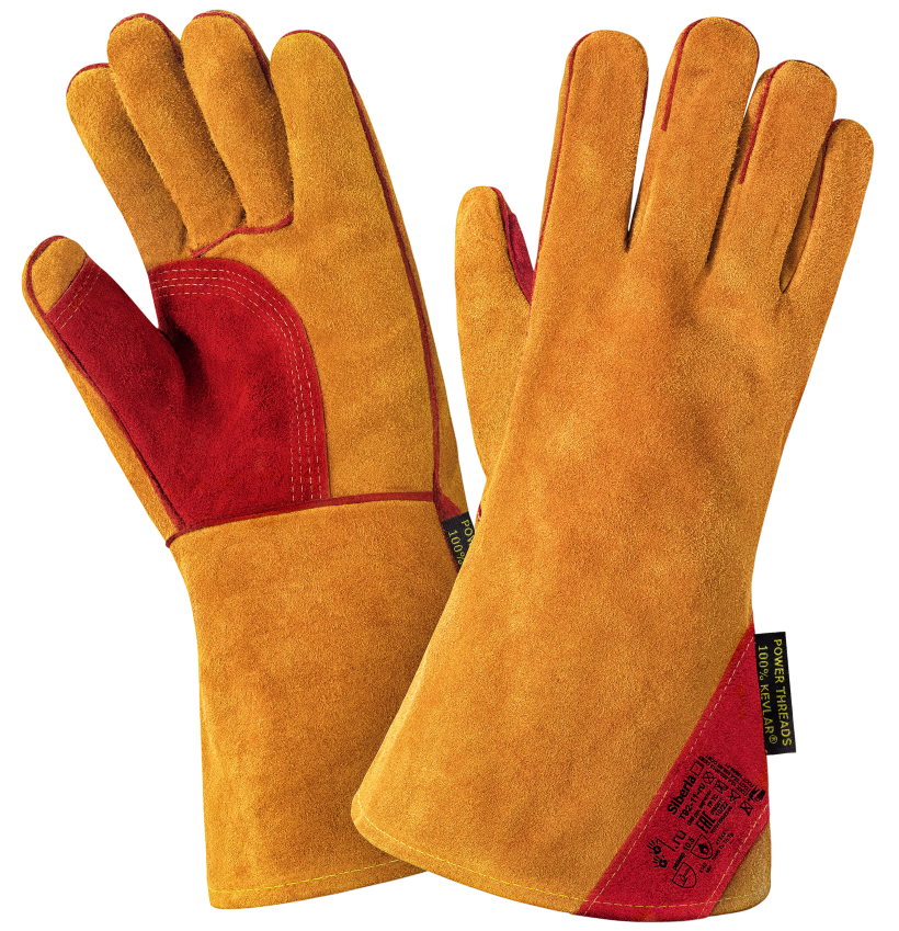 Краги SIBERIA T92-11-ru спилковые с широкой манжетой (оранжевый/красный)