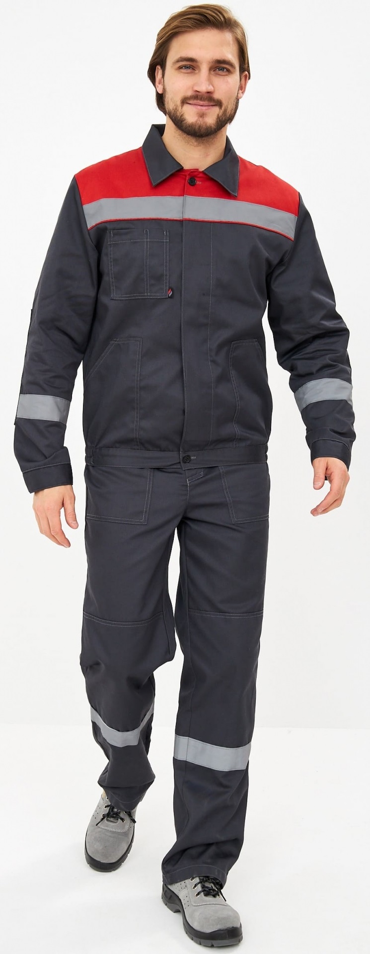 Костюм ЛИГОР-2 ПРЕМИУМ СОП К. с ПК (т.серый/красный)