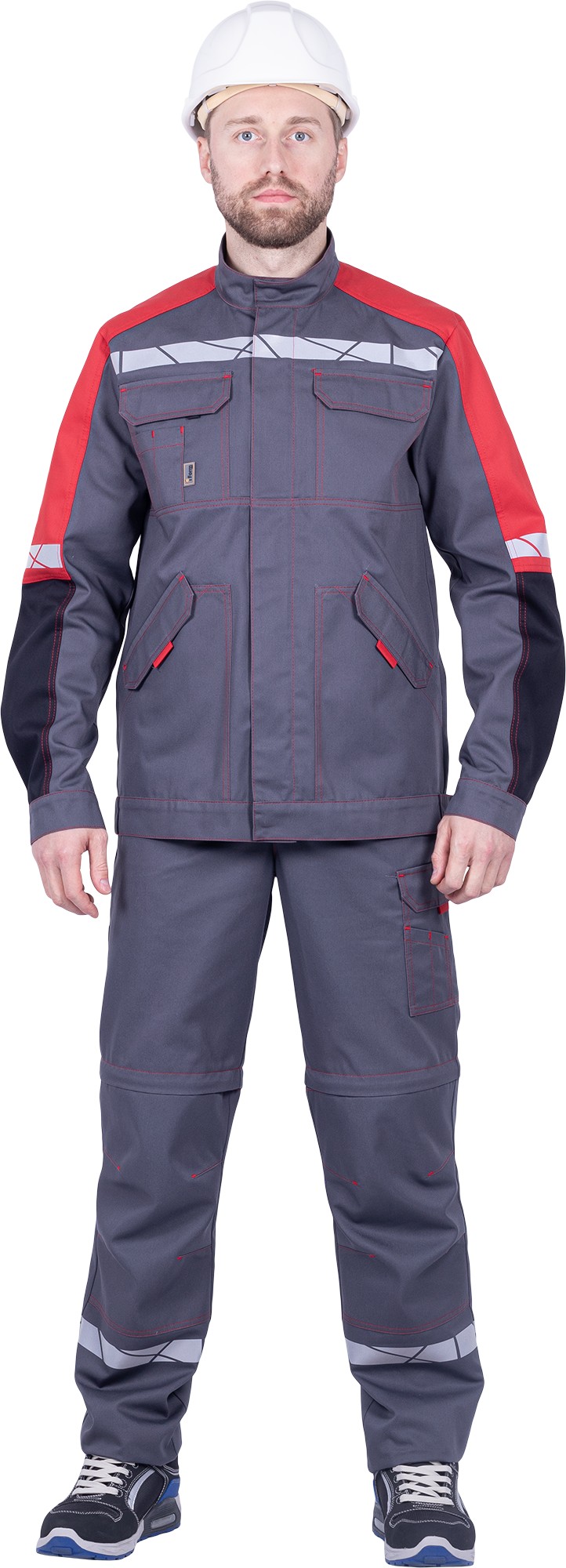 Куртка ХАЙ-ТЕК SAFETY (серый/чёрный/красный)