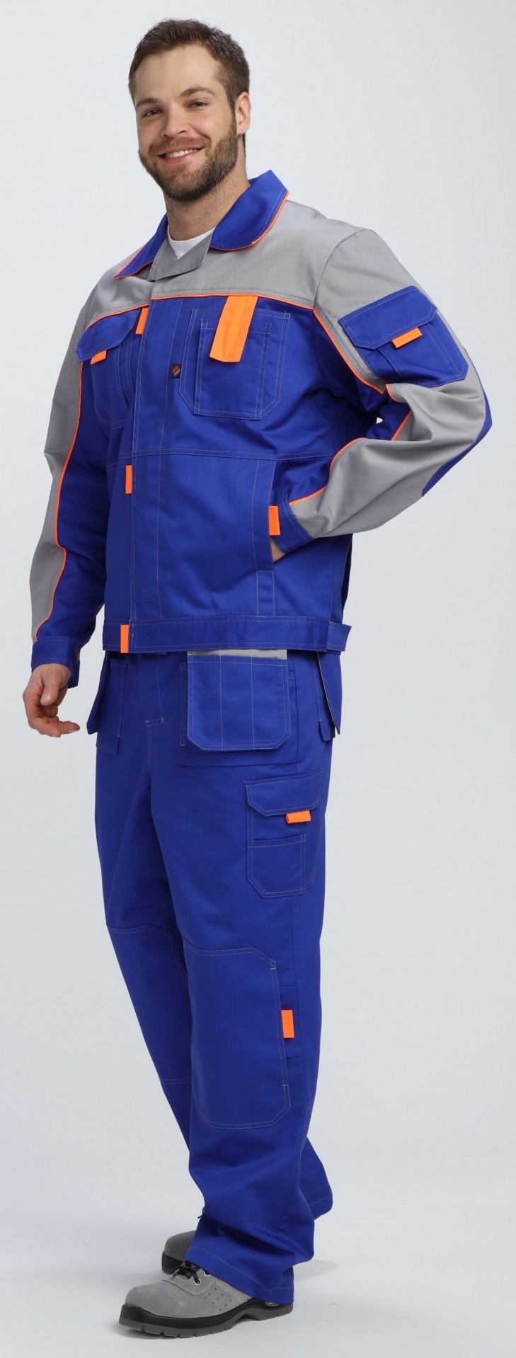 Костюм СОЮЗ-ПРОФЕССИОНАЛ-1 CH с БР (васильковый/св.серый/оранжевый)