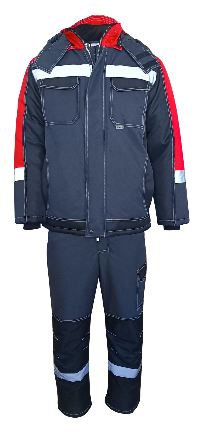 Костюм ЮКОН-МЕМБРАНА зимний с БР (т. серый/черный/красный)