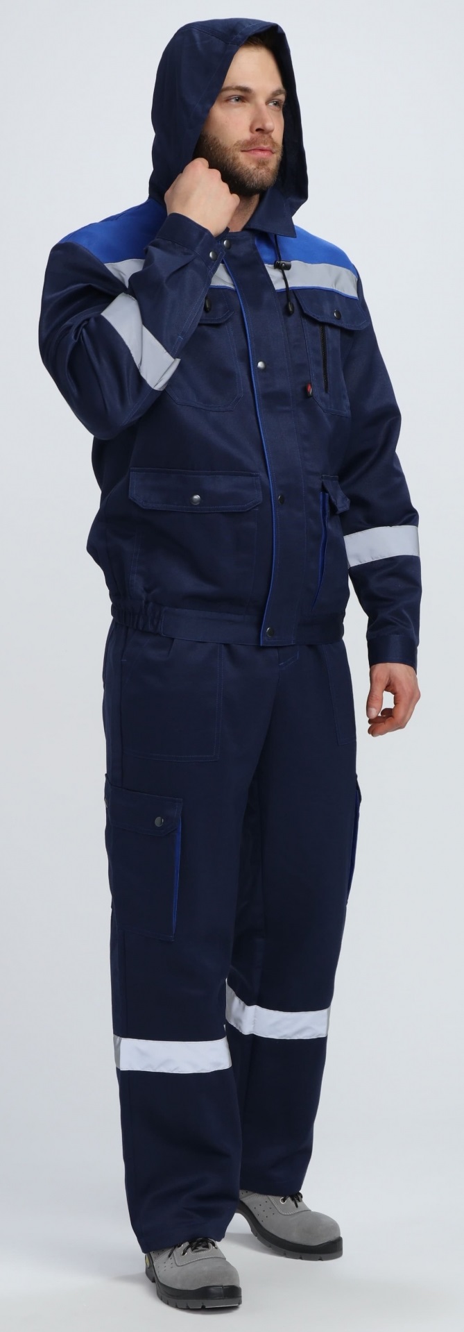 Костюм ТИТАН-2 СОП CH с капюшоном с ПК (т.синий/васильковый)