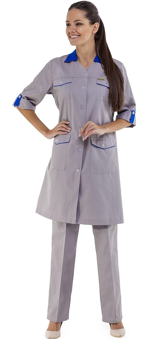 Халат ФРЕЗИЯ женский (серый/василек)