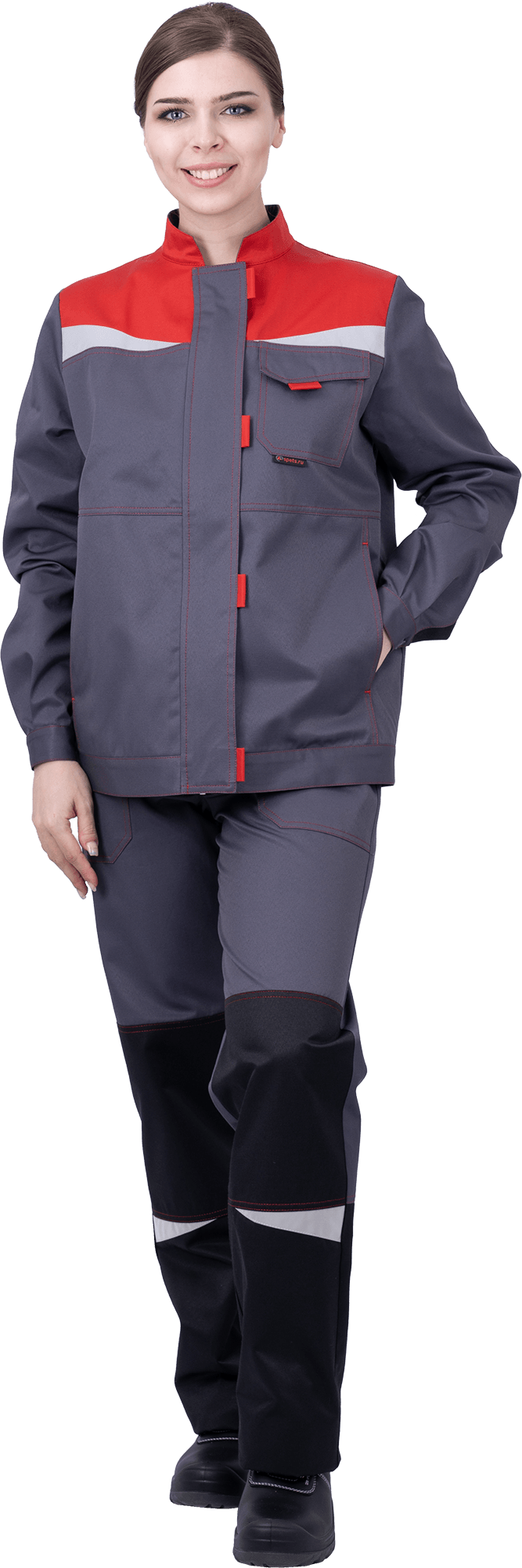 Костюм КМ-10 ЛЮКС жен. летний с БР (серый/красный)