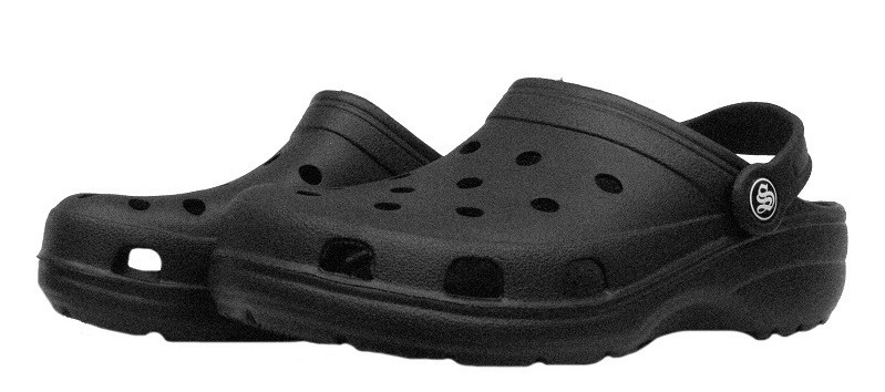 Сабо ЭВА STEP женские с перфорацией и ремешком (черный)