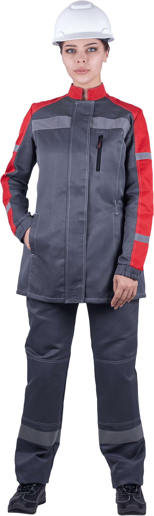 Костюм РОУД женский с БР (серый/красный)