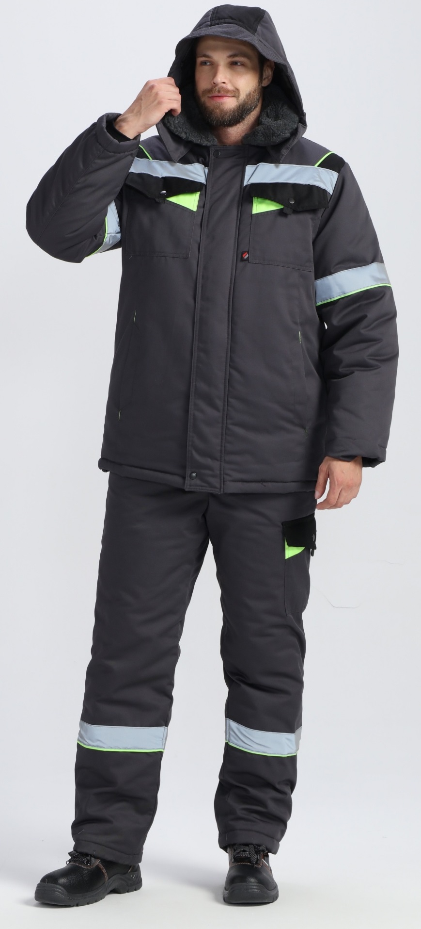 Костюм ХОВАРД зимний с ПК (т.серый/черный/лимонный)