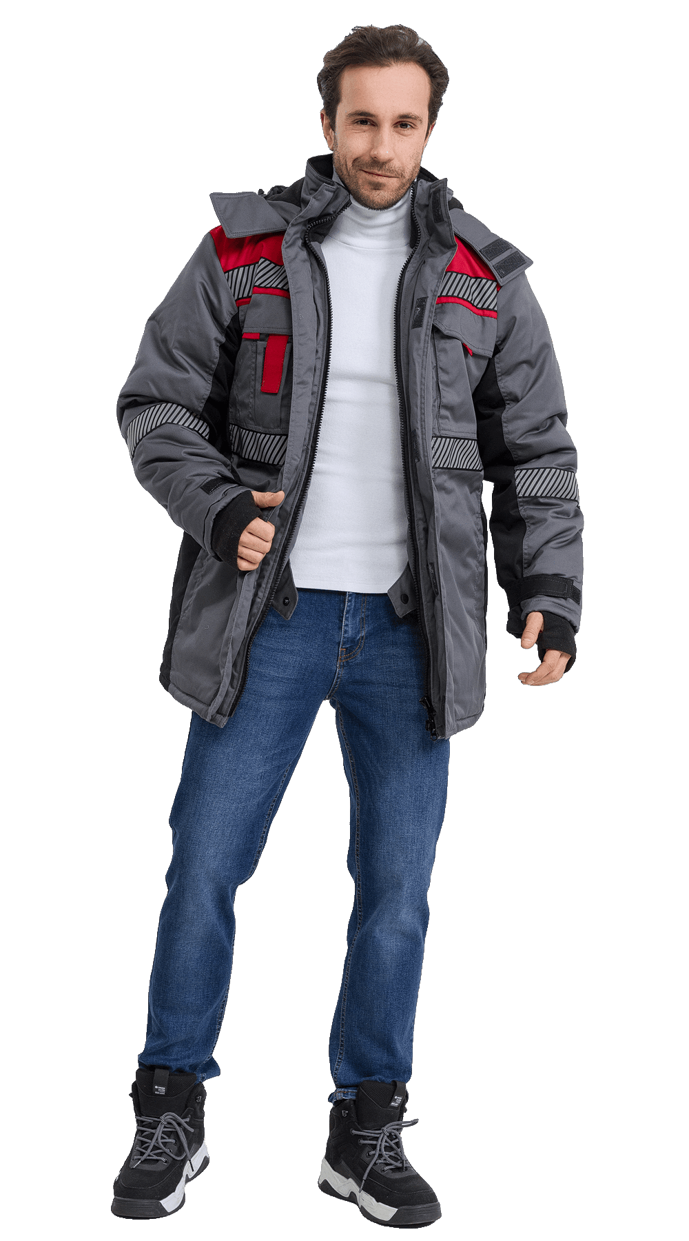 Куртка RONTA KR585 зимняя с СОП (т.серый/красный/черный)