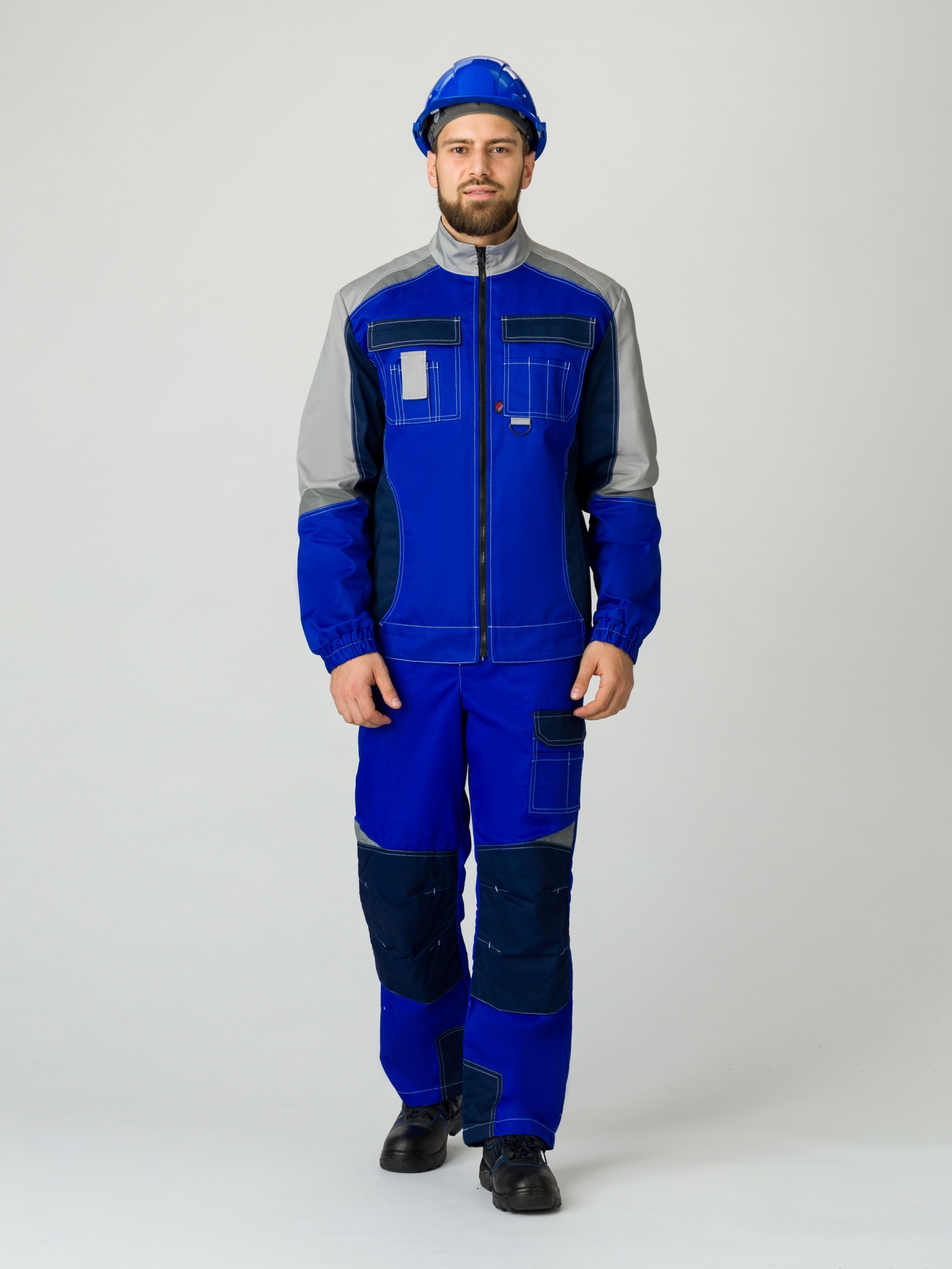 Костюм ВЕКТРОН-2 с ПК (васильковый/т.синий/св.серый)