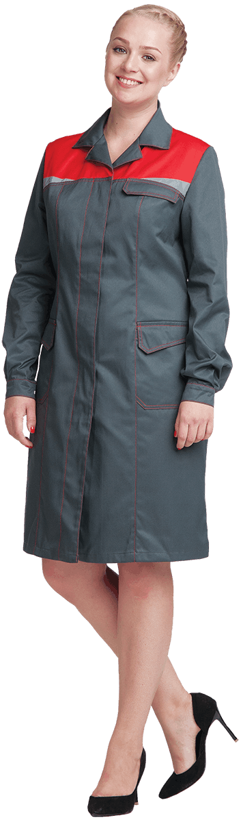 Халат КМ-10 ЛЮКС женский (серый/красный)