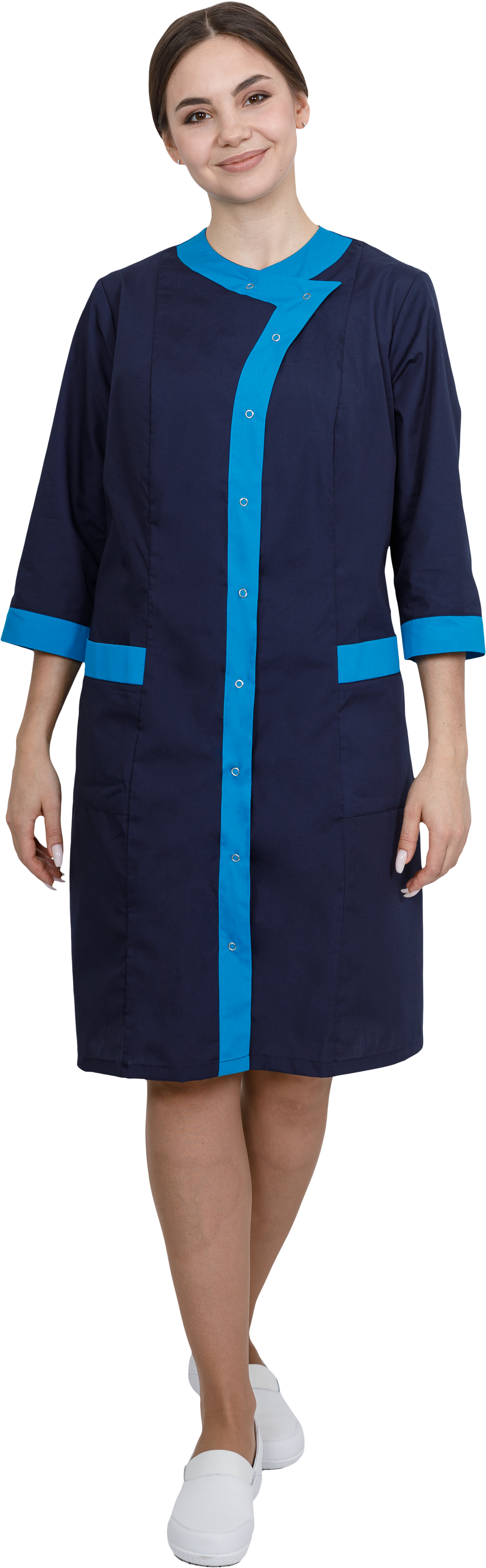 Халат САКУРА женский (т.синий/голубой)