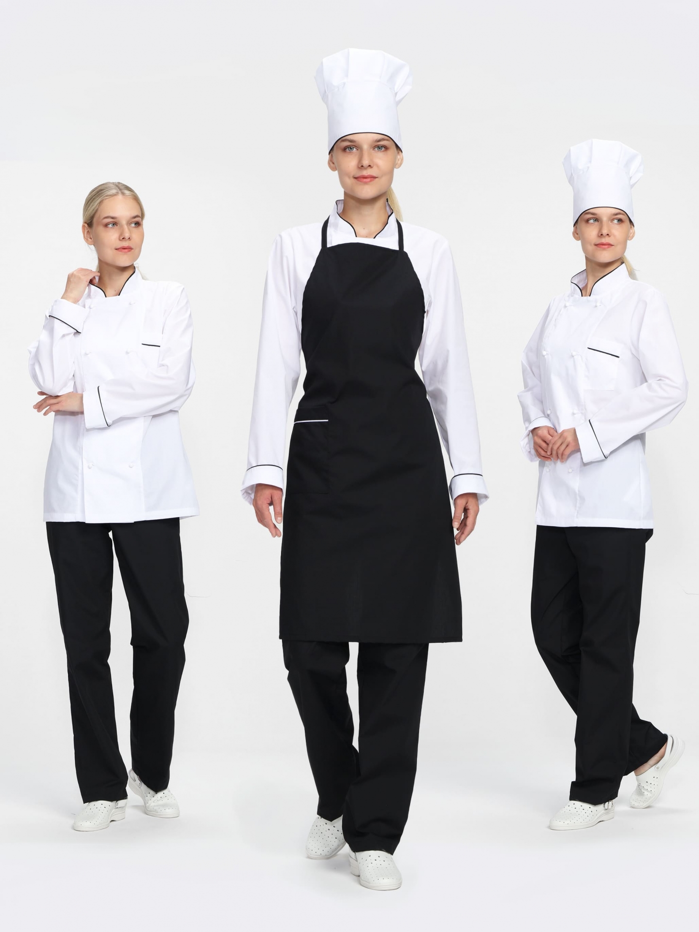 Костюм ГУРМАН женский (белый/черный)