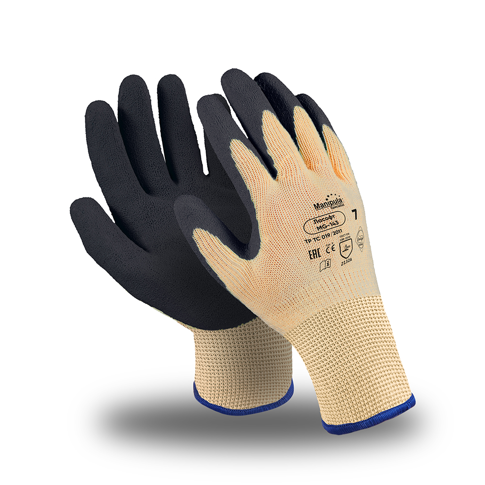 Перчатки ЛАСОФТ (MG-143) полиэфир, латекс частичный (коричневый) ОТГРУЗКА КРАТНО 10 ПАР