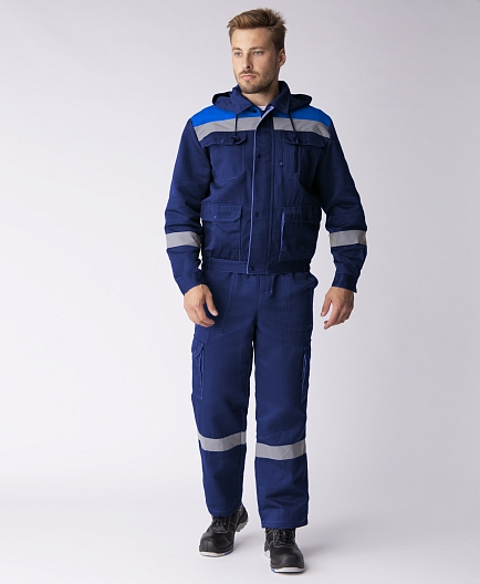 Костюм ТИТАН СОП с капюшоном с ПК (т.синий/васильковый)