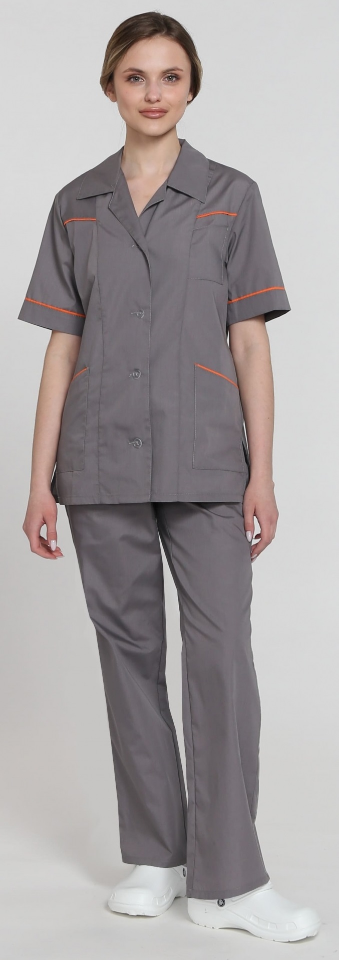 Костюм МАГНОЛИЯ женский с БР (т.серый/оранжевый)