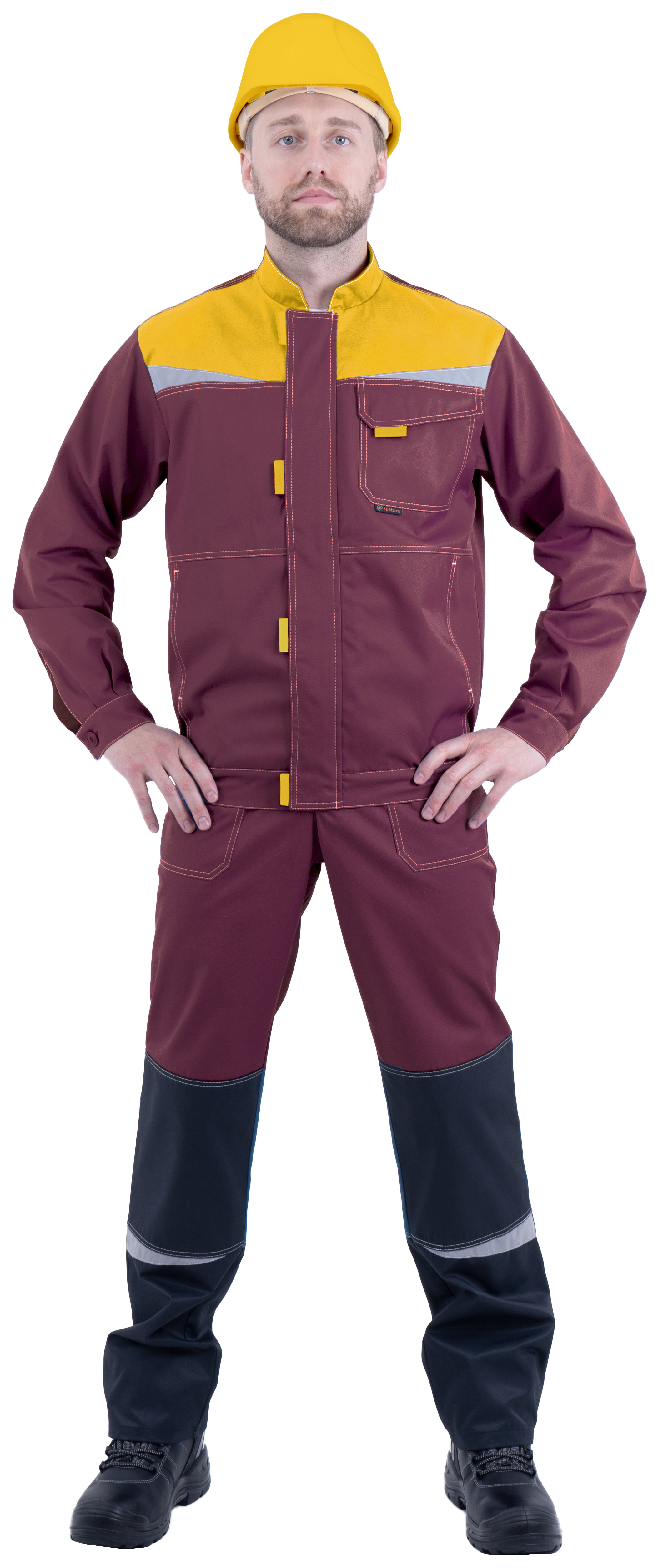 Костюм КМ-10 ЛЮКС с ПК (бордовый/желтый/черный)