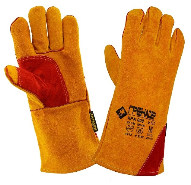 Краги ГРЕНАДЕР КРА008 спилковые с усилением и подкладкой (желтый)