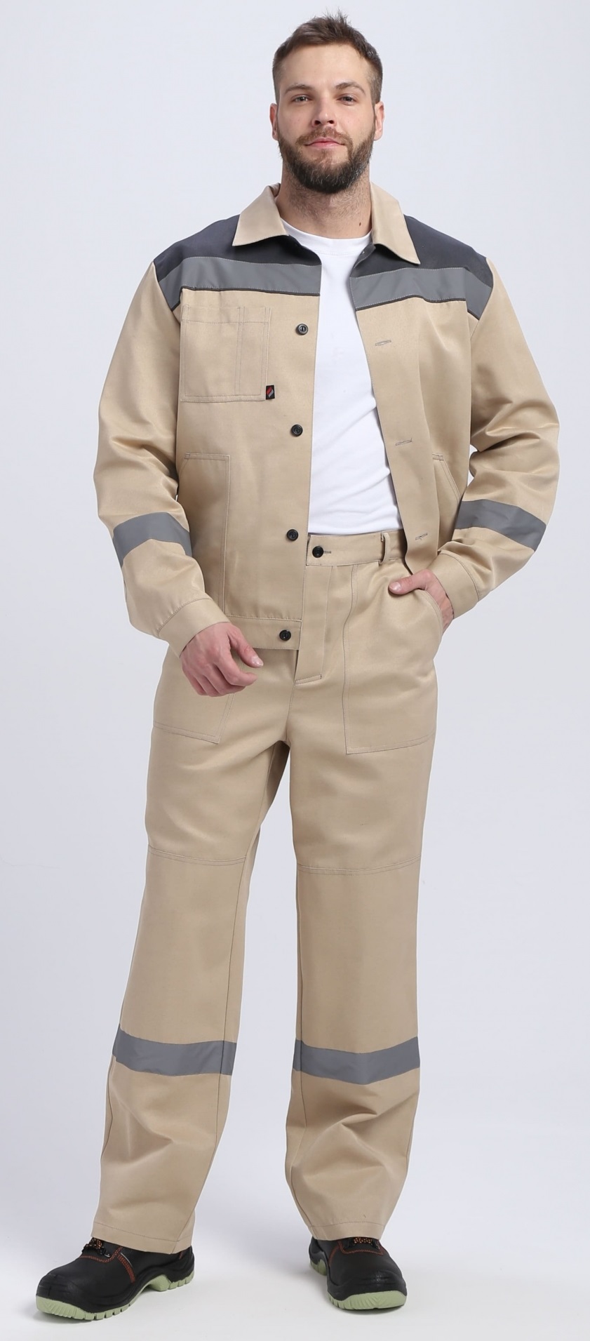 Костюм ЛИГОР-1 СОП с БР (бежевый/т.серый)