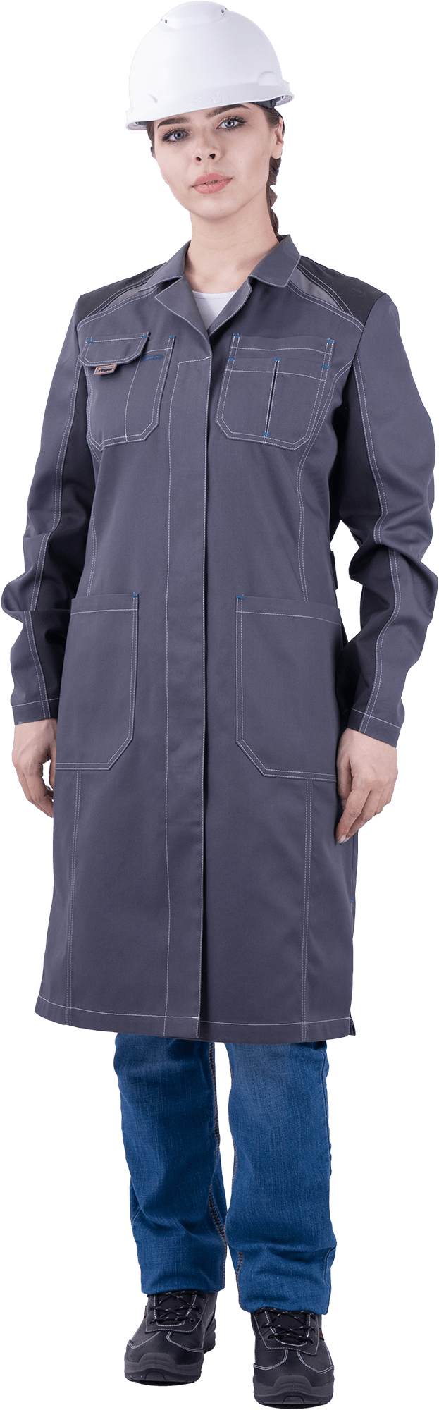 Халат ТУРБО SAFETY женский (серый/т.серый)