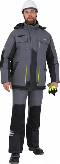 Куртка ЭДВАНС зимняя (серый/т.серый/лимон)