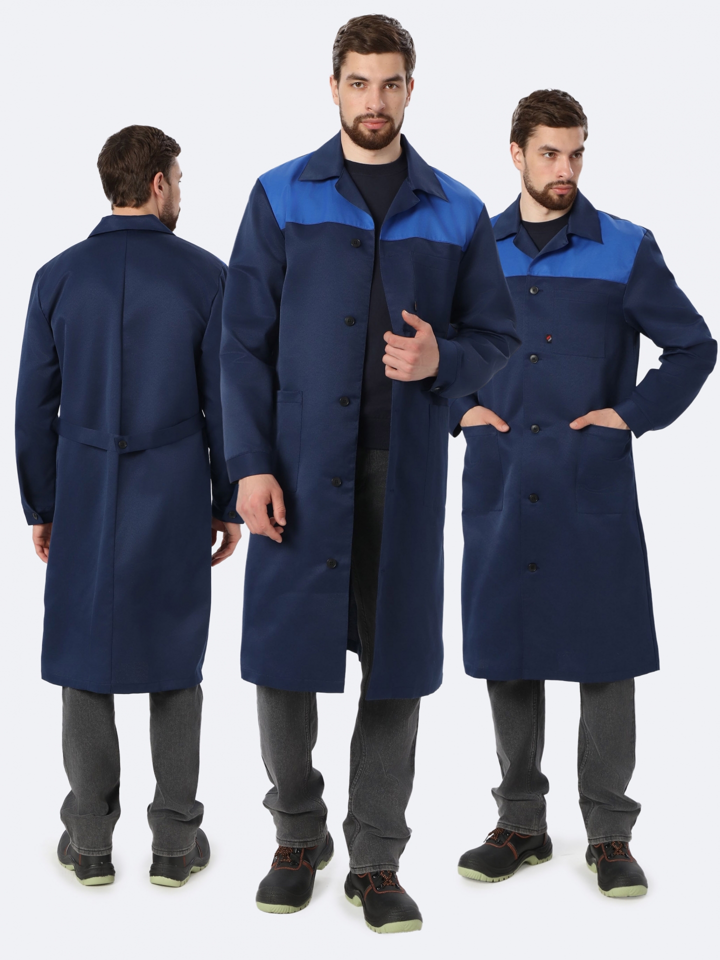 Халат ЛИГОР (т.синий/васильковый)