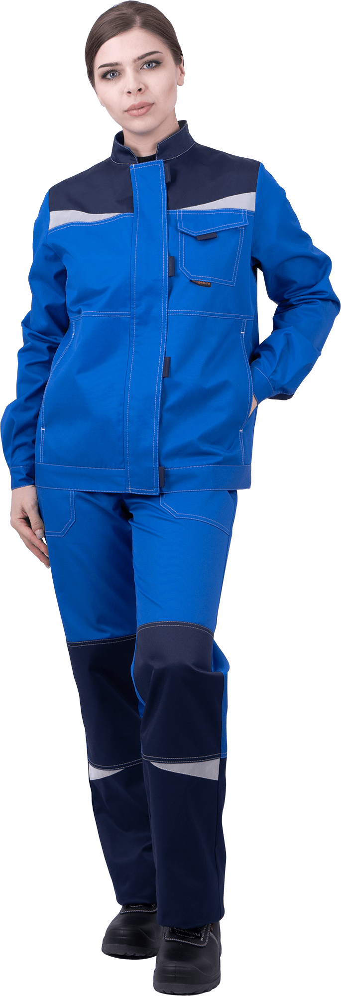 Костюм КМ-10 ЛЮКС жен. летний с БР (василек/т.синий)