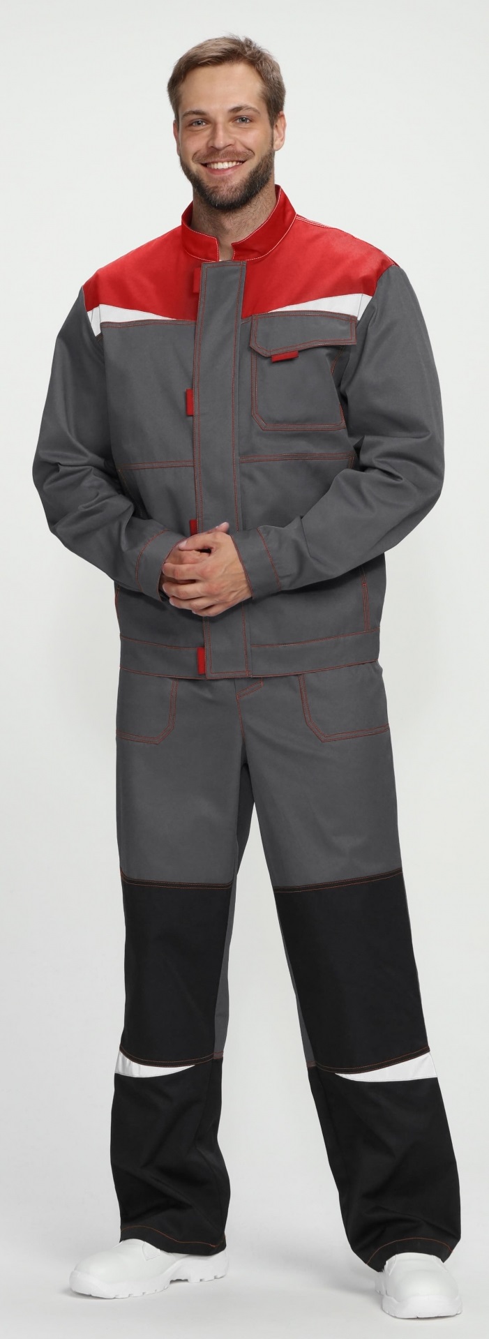 Костюм СТРОЙ-2 CH с ПК (т.серый/красный/черный)