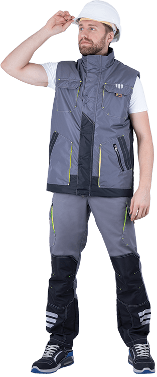 Жилет ЭДВАНС зимний (серый/т.серый/лимонный)