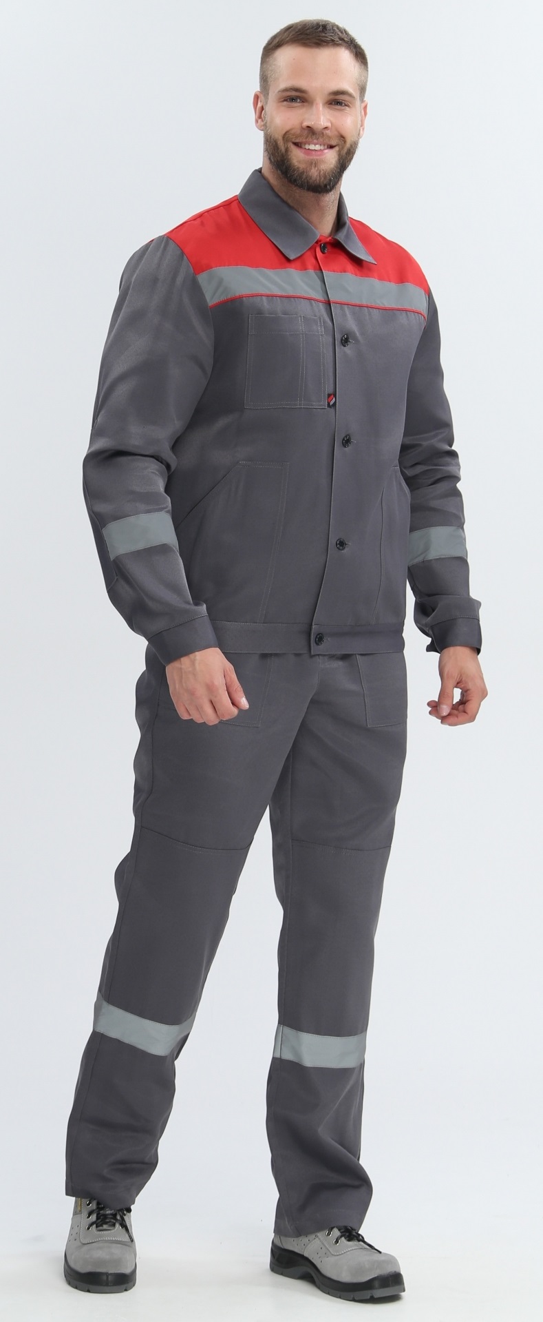 Костюм ЛИГОР-2 СОП с ПК (т.серый/красный)