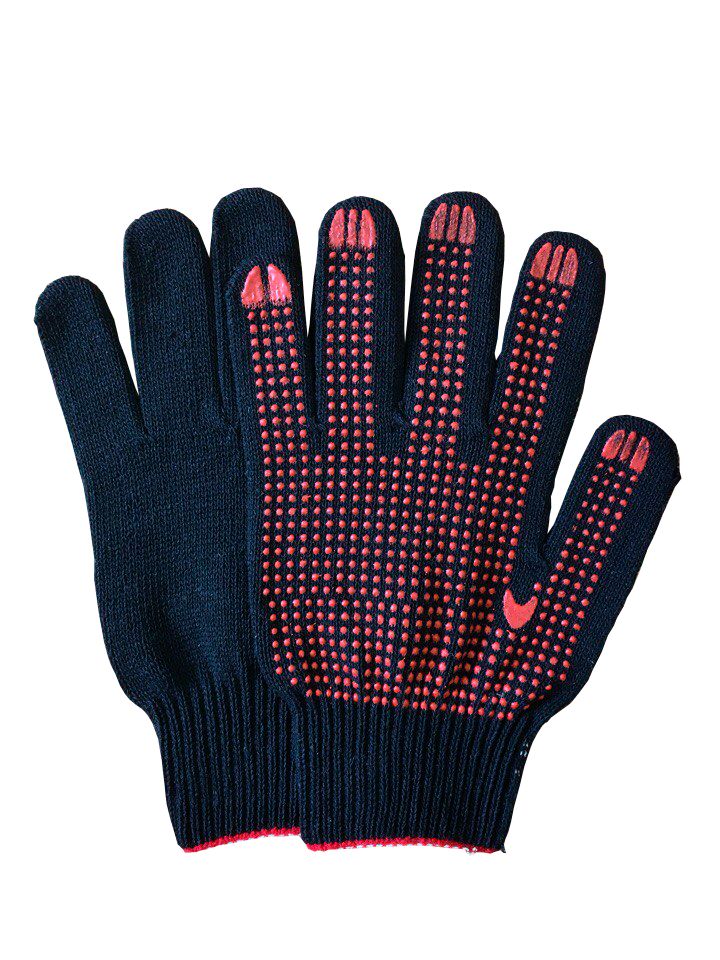 Перчатки х/б с ПВХ 5 нит 10-й класс (черный)