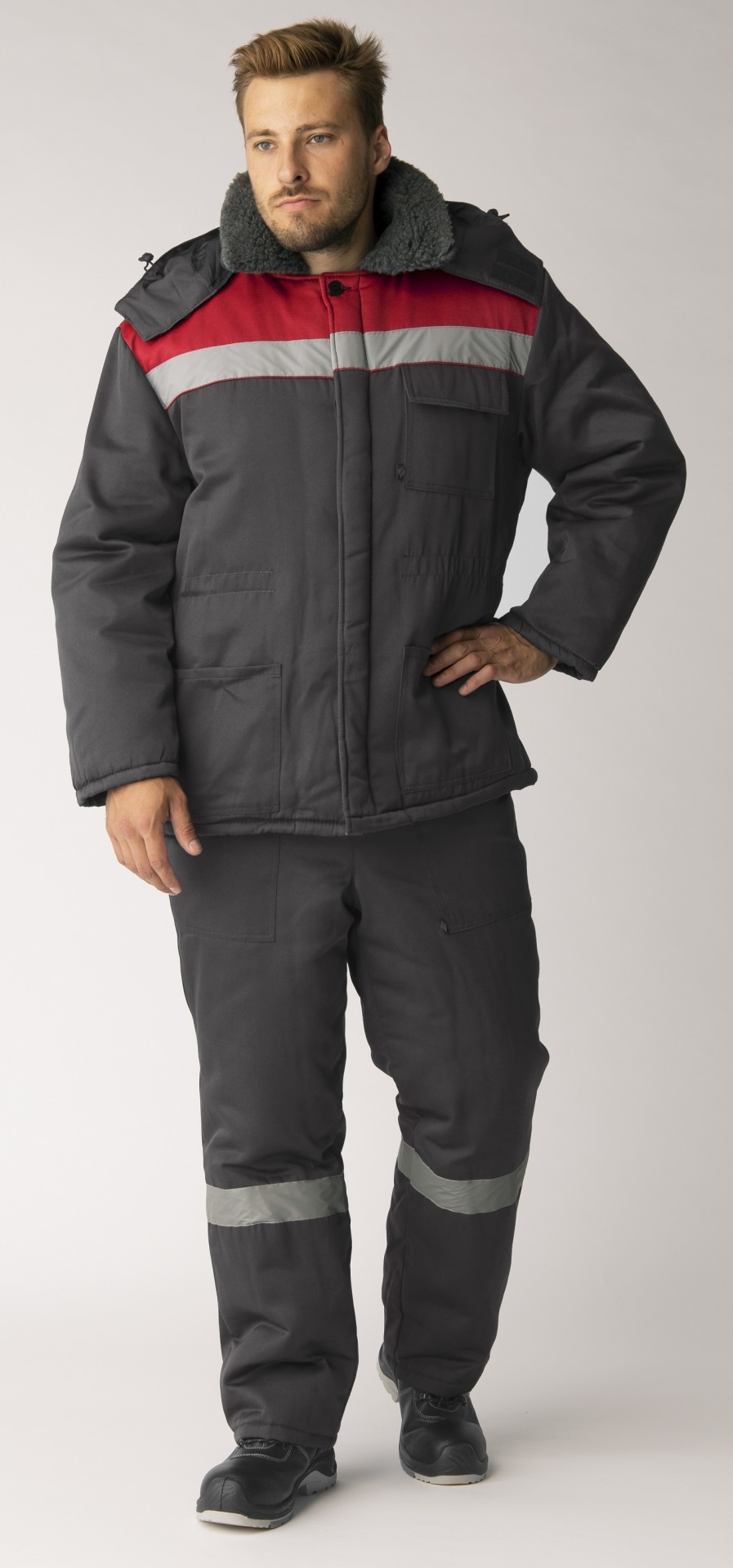 Костюм ТРУЖЕНИК-УЛЬТРА с БР (т.серый/красный)