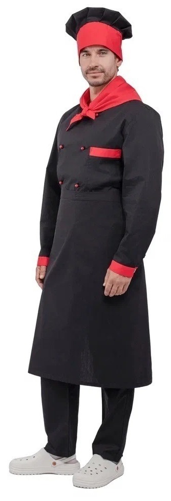 Костюм повара ДУГЛАС 5 элементов (черный/красный)