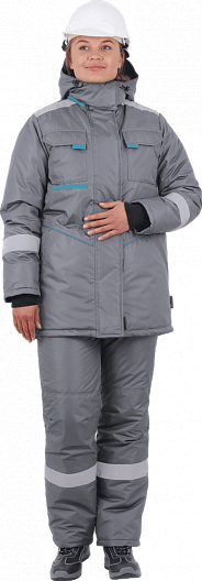 Костюм ГАЛАКТИКА женский зимний с БР (серый/бирюза)