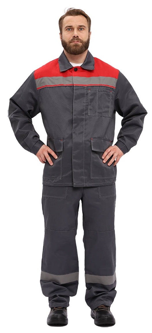 Костюм УДАРНИК с БР (т.серый/красный)