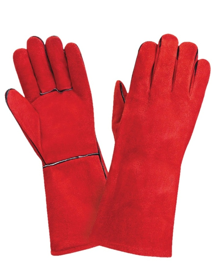 Краги спилковые 2HANDS пятипалые на подкладке (красные)