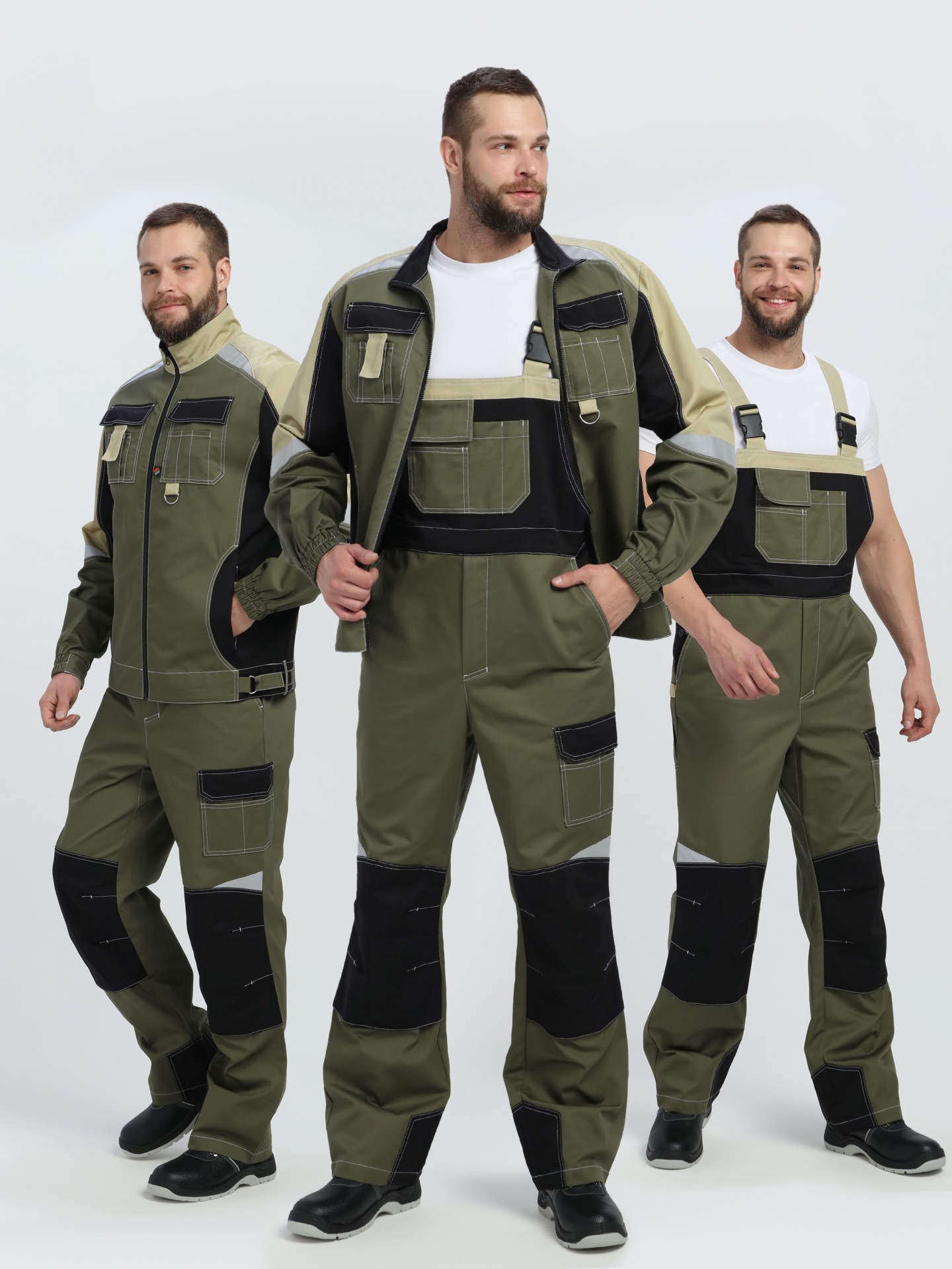 Костюм ВЕКТРОН-2 МВО с ПК (хаки/черный/бежевый)