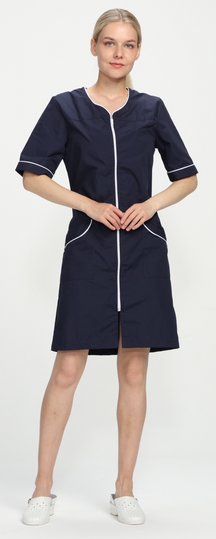 Халат СТЕЛЛА женский (т.синий/белый)