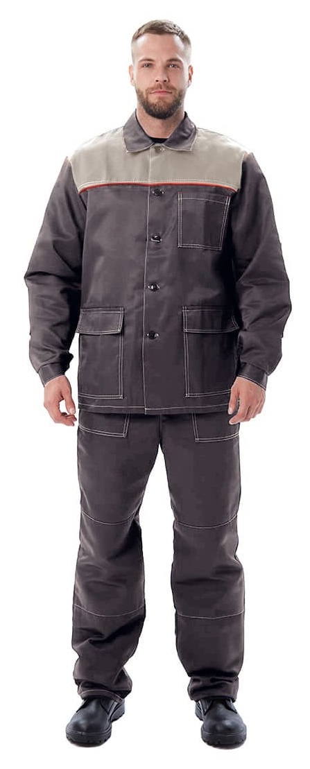 Костюм ДАМАСК с БР (т.серый/св.серый/красный)