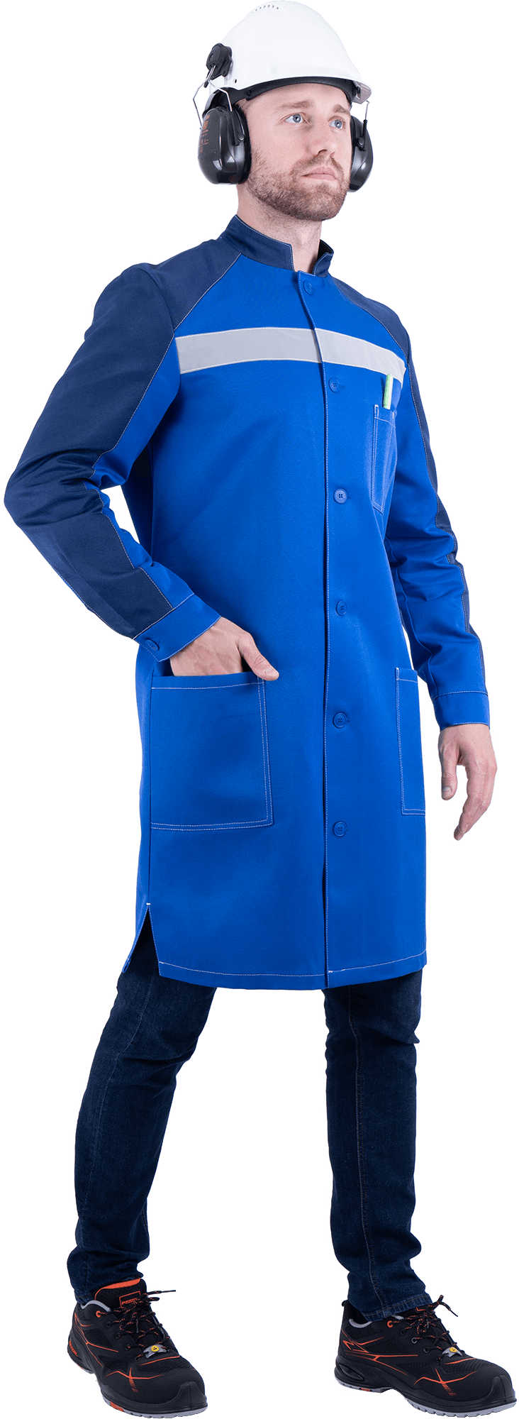 Халат РОУД (василек/т.синий)