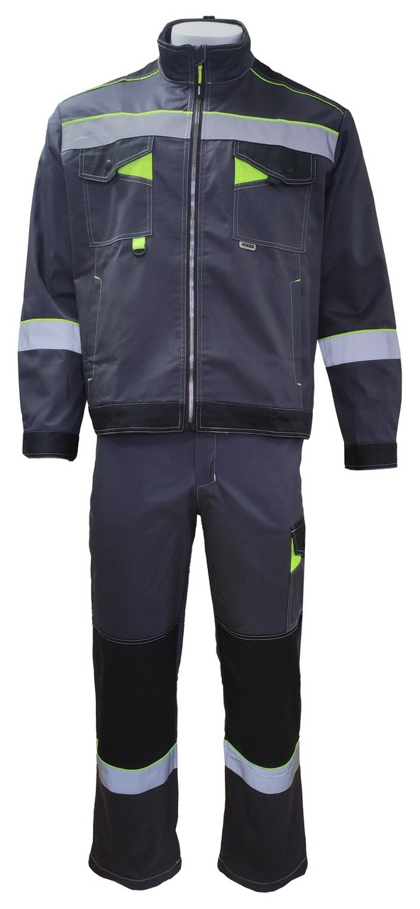 Костюм КОРВЕТ КОТТОН КП2 с КП (т.серый/черный/лимон)