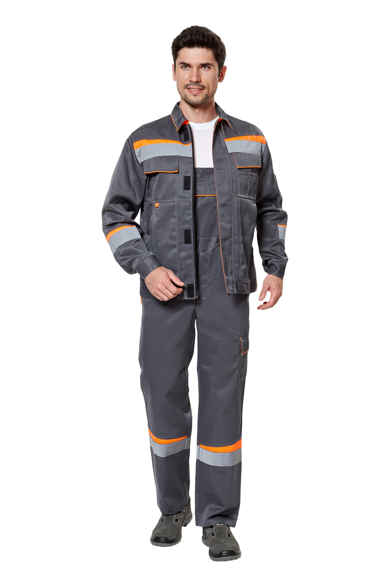 Костюм КОМФОРТ 2 с ПК (серый/оранжевый)