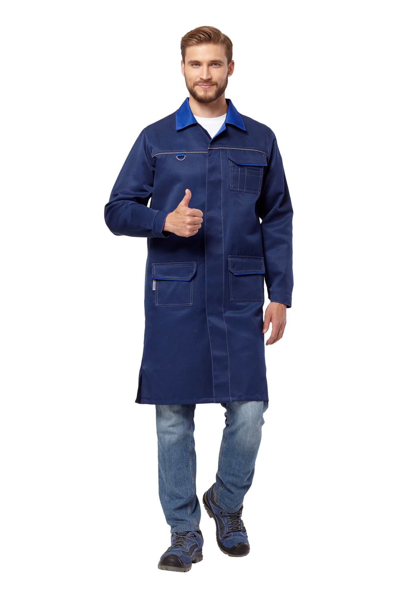 Халат СТРАЙК (т.синий/василек)