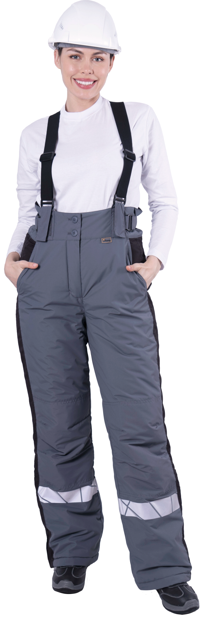 Брюки ХАЙ-ТЕК SAFETY зимние женские (серый/черный)